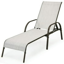 Spaco Adjustable Patio Chaise Folding Lounge Chair with Backrest, Patio Chaise Lounge with 5 Adjustable Backrest Positions, Folding Lounge Chair for Outdoor, Gray