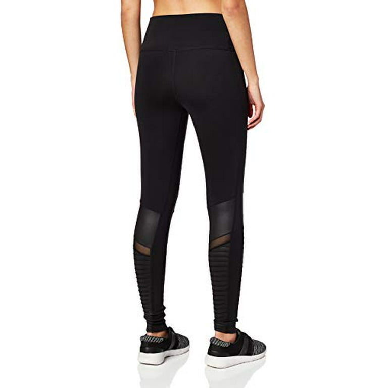 Alo Yoga Women's High Waist Moto Legging, Black/Black Glossy, XX-Small