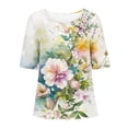 thumbnail image 4 of Tmtolofot Women's Shirts crew Neck Flowers Printed Knit Button Up Tunic Tops Blouse, 4 of 4