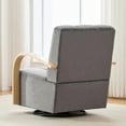 thumbnail image 3 of Hassch Single Sofa Armchair with 360° Swivel Metal Base, Solid Wood Armrest, and Channel Tufted Upholstery, Modern Charcoal Velvet Lounge Chair for Bedroom & Office, 3 of 10