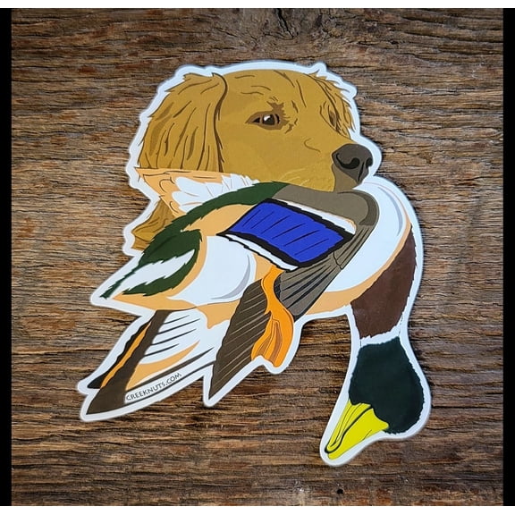 Golden Retriever with Mallard Duck Sticker Decal