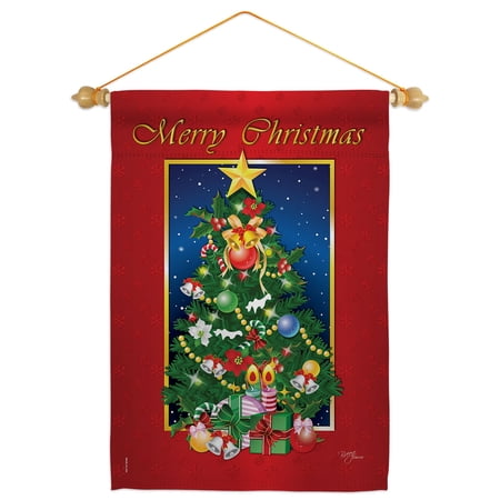 Merry Christmas Tree Garden Flag Set 13 X18.5 Double-Sided Yard Banner
