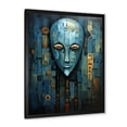 thumbnail image 2 of Designart "Serenity of Blue African Mask" People Framed Wall Art - Global Blue African Mask Living Room Framed Canvas Art, 2 of 6