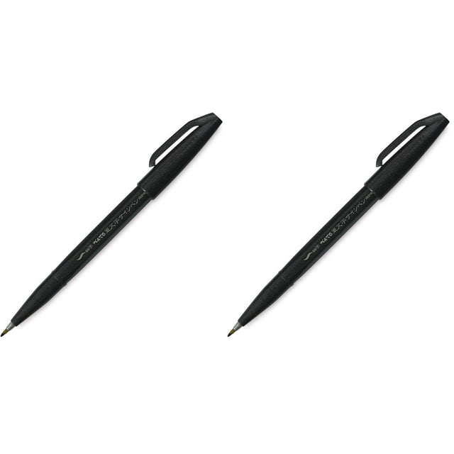Marcador Pentel SES15NBPA con Punta de Pincel Fude Negro Paquete de 2