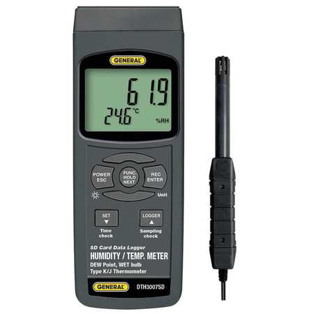 GENERAL DTH3007SD Temperature Humidity Meter, Data Logging