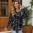 thumbnail image 3 of DISNIMO Cartoon Cat Printed Sweatshirts for Women Waffle Hoodies V Neck Pullover Tops Long Sleeve Shirts for Fall Winter, L, 3 of 7