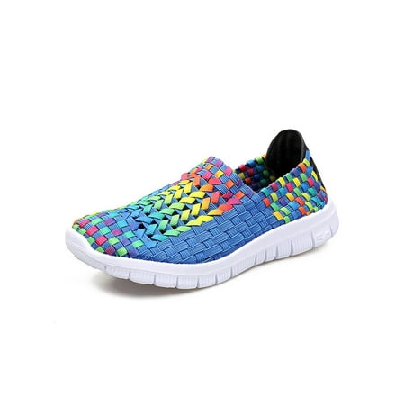 

Ritualay Women Sneakers Comfort Sport Shoe Slip On Walking Shoes Elastic Non-slip Ladies Womens Color Block Blue 8