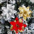 thumbnail image 2 of Decoración de árbol de Navidad, flores rojas y doradas, cabezas de flores ostentosas, fiesta de Navidad, vacaciones, Festival, ajuste de mesa en el hogar, suministros de decoración, 2 of 4