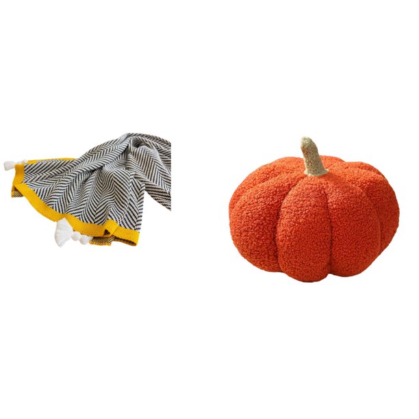 Manta de punto,Manta de punto decorativa para el hogar,Manta nórdica de estilo rústico,suave y reconfortante,Almohadas de calabaza de Halloween,Almohadas de calabaza de Halloween Decoración