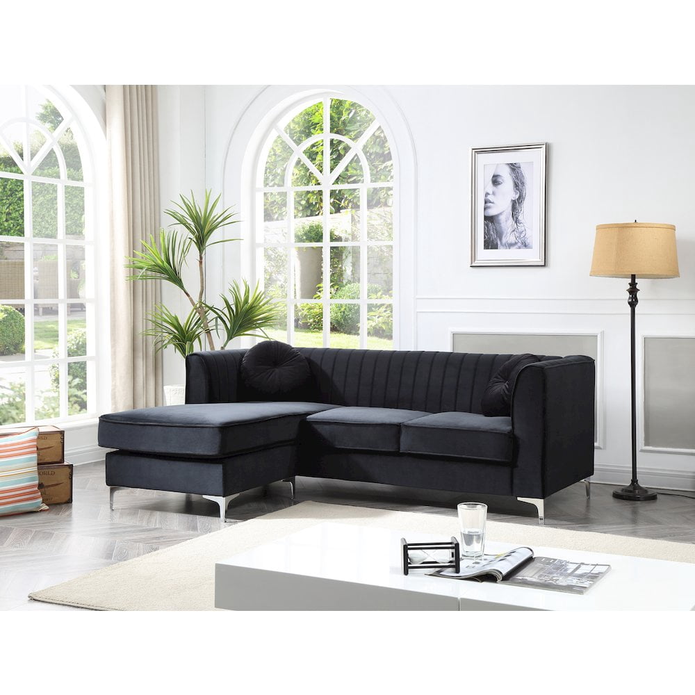Glory Furniture Delray Sofa Chaise in Black Color