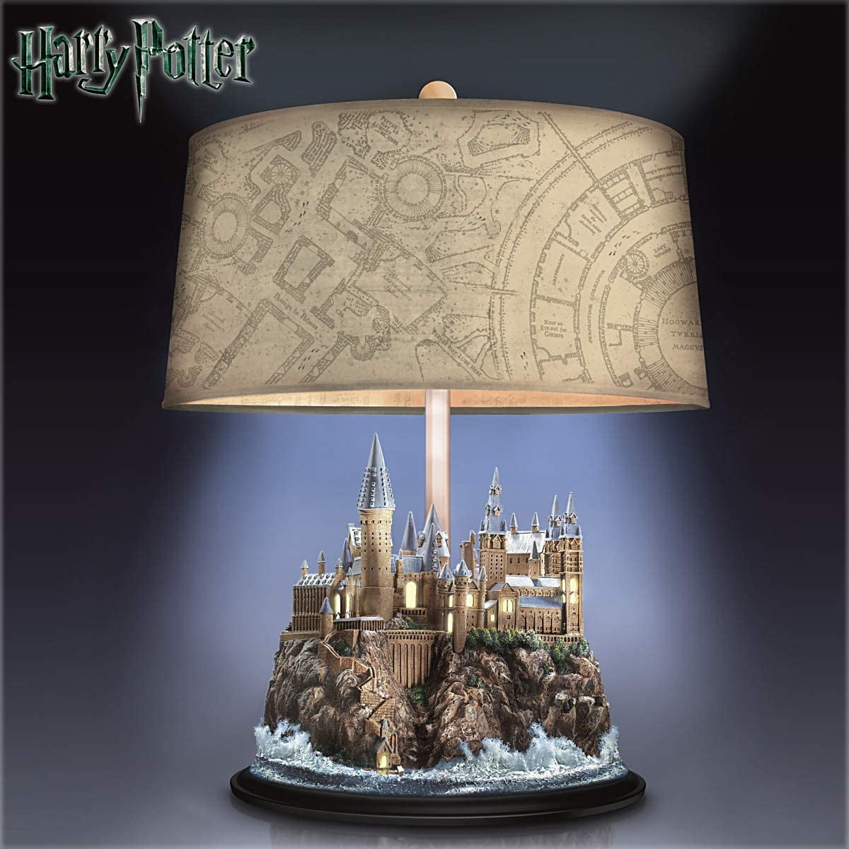 Bradford Exchange Harry Potter Hogwarts Table Lamp with White Fabric Shade