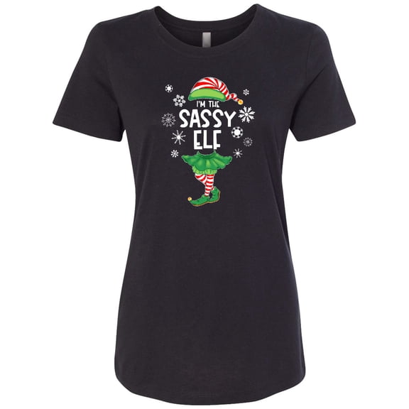 Inktastic Funny Christmas I'm the Sassy Elf with Shoes and Hat Women's T-Shirt