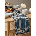 thumbnail image 6 of ERUNPONLY Blue White Daisy Table Runner - 90 Inch Long Vintage Farmhouse Butterfly Floral Wood Cotton and Linen Blended Dress Scarves Farmhouse Table Runner for Kitchen Dining, Coffee Table, 13"x90", 6 of 8