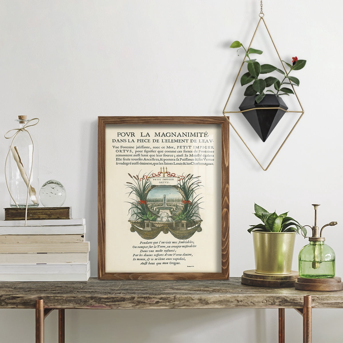 Printed Embellished Bookplate II - Framed Print w/glass - Walnut