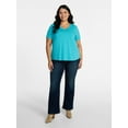 thumbnail image 2 of Terra & Sky Women's Plus Size V-Neck Tee with Short Sleeves, Sizes 0X-4X, 2 of 5