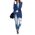 thumbnail image 4 of Women'S Long Sleeve Open Front Chunky Knit Draped Sweaters Outwear Denim Blue S, 4 of 9