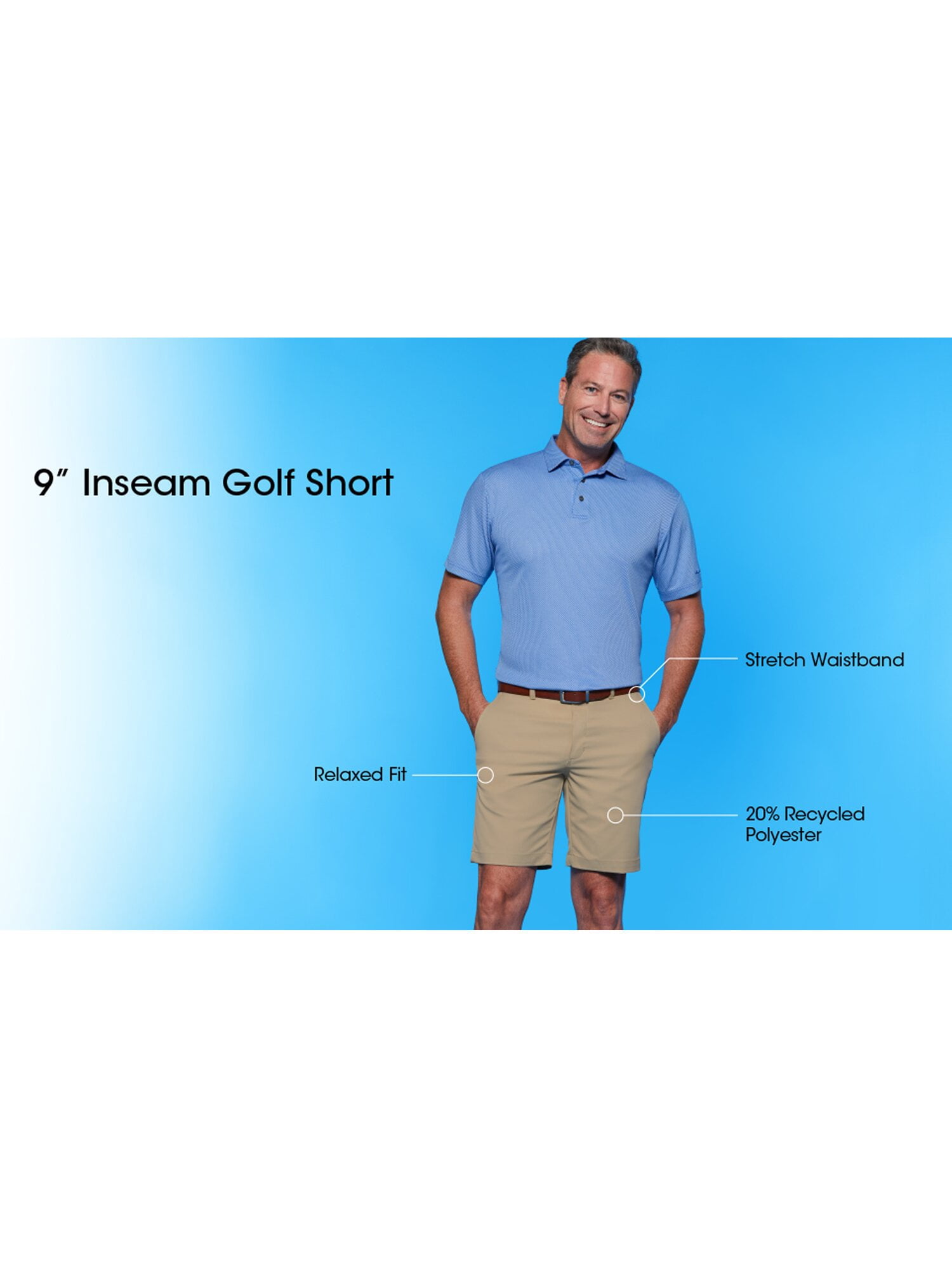 Ben Hogan Men's & Big Men's Stretch Golf Shorts with Active Waistband, 7" & 9" Inseams, Sizes 30-50