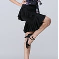 thumbnail image 3 of Whitewed Layer V-Shaped Ruffles Bachata Merengue Reggaeton Dance Practice Performance Competion Skirts Black, 3 of 5