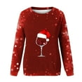 thumbnail image 4 of Blouses pour Femmes, Hauts de Noël pour Femmes, Mode Féminine de Noël Décontractée Imprimée Col Rond Manches Longues Chandail Blouse, 4 of 4