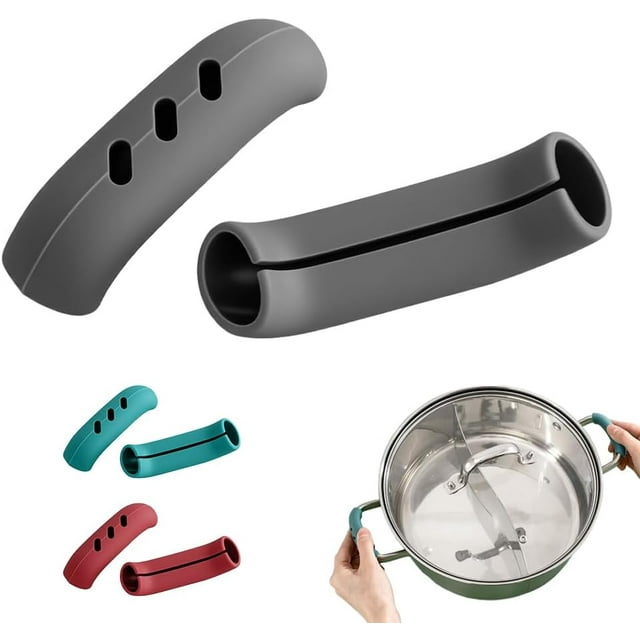 Fundas de silicona para mango de olla, fundas de silicona anticaldo, fundas de mango de olla, fundas de mango de tapa, agarre para asas, cubierta de mango de aislamiento térmico, resistente al calor,
