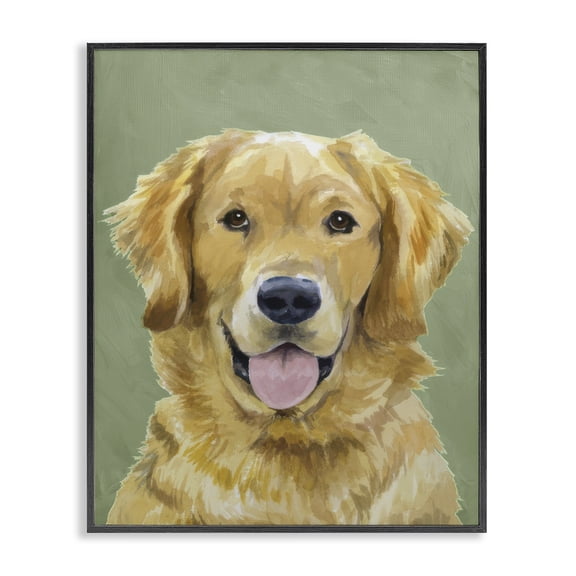 Stupell Industries Farmhouse Smiling Golden Retriever Portrait Black Framed Giclee Art, 11 x 14, by Lil' Rue