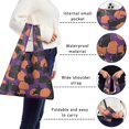 thumbnail image 5 of 5 Pack Foldable Shopping Bag,Purple Halloween Black Cats and Pumpkins Reusable Grocery Bags with Pockets,Large Reusable Tote Bags with Handles Waterproof & Lightweight, 5 of 6