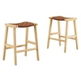 thumbnail image 2 of Modway Saoirse 26" Leather & Wood Counter Stool in Brown/Natural (Set of 2), 2 of 10
