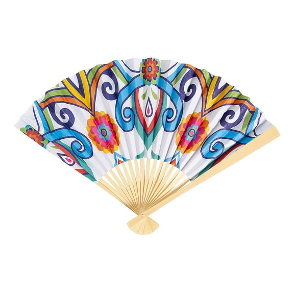 Fun Express Colorful Fiesta Folding Hand Fans - 12 Pieces