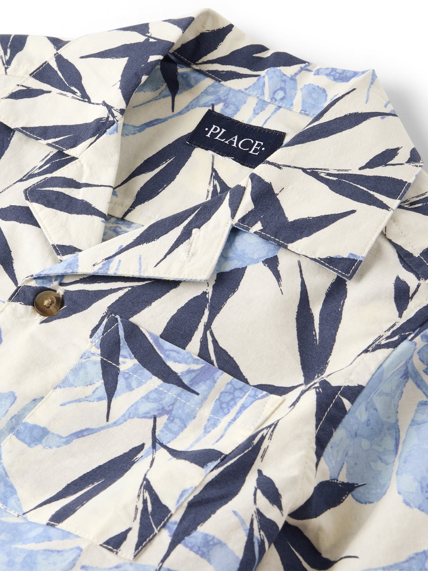 The Children's Place Boys Short Sleeve Tropical Poplin Button Up Shirt, Sizes XS-XXL