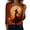 Orange #091, variant on Halloween Womens Shirts Funny 3/4 Sleeve Pullover Horror Bat Printed T Shirts Spooky Crew Neck Tops Holiday Three Quarter Length Blouses, XL