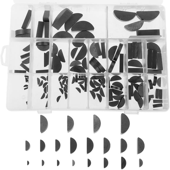 CYLINDSOME 1 Box Woodruff Key Assortment Kit Carbon Steel Semicircle Key Replacement Half