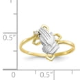thumbnail image 3 of Primal Gold 10 Karat Yellow Gold and White Rhodium-plated Praying Hands Cubic Zirconia with Cross Ring, 3 of 7