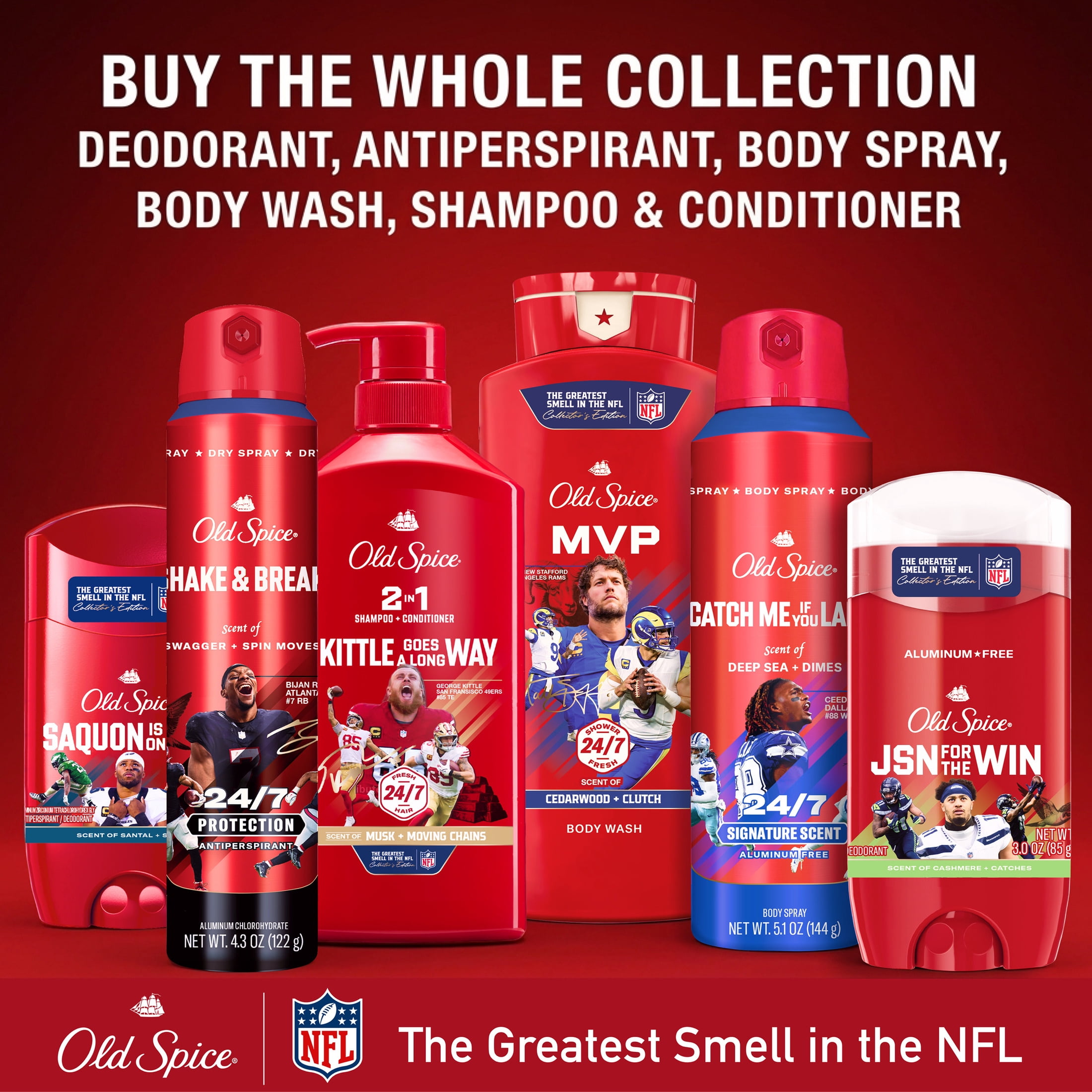 Old Spice Deodorant for Men, Antiperspirant, NFL Collection, Saquon Barkley, Scent of Santal + Speed, 2.6 oz