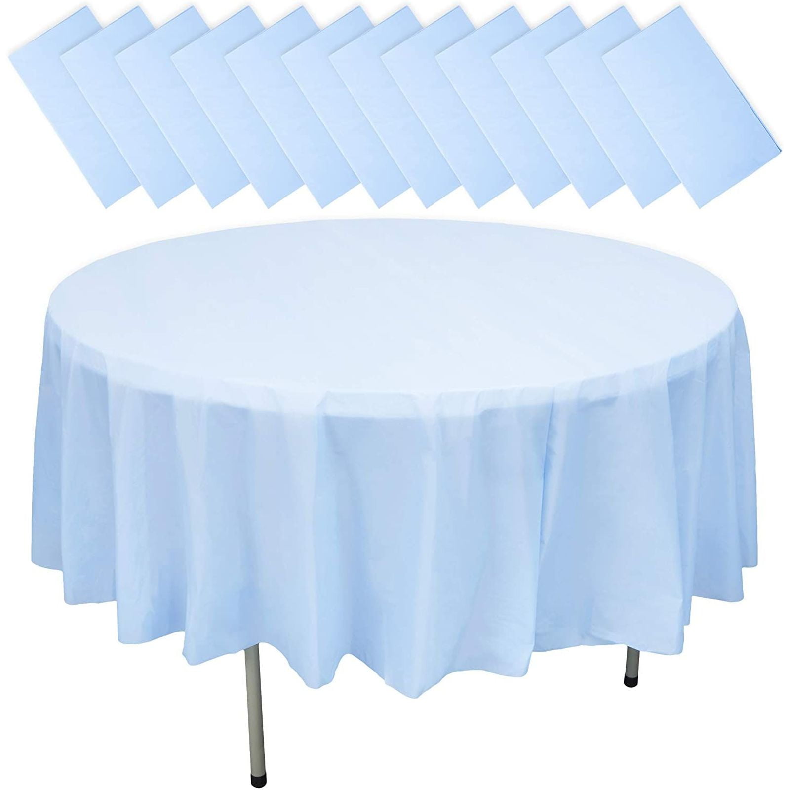 White Birthday Baby Shower Party 72" Plastic Round Table Cover Tablecloth 