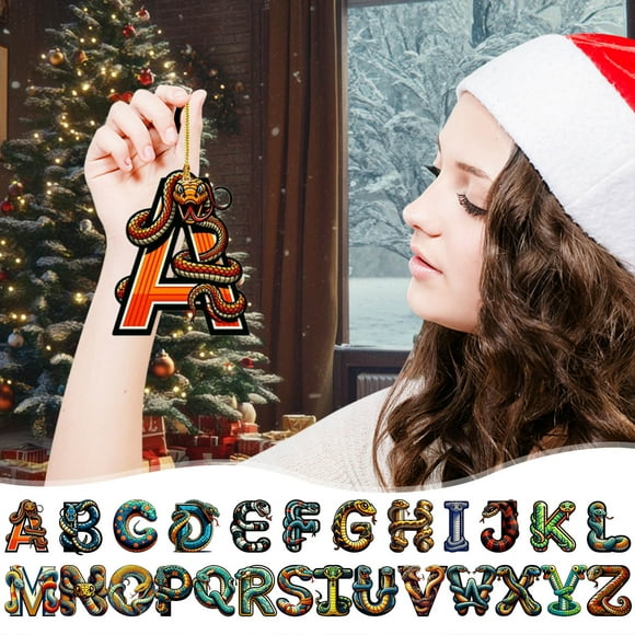 wycnly 2D Acrylic Christmas Tree Alphabet Letter Pendant Holiday Decorative Hanging Ornament Personal Gift Family Party Kids DIY Home Durable Easy Setup Versatile Display 3.94in