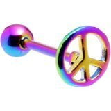 Titanium Anodizing on 316L Stainless Steel Peace Sign Tongue Ring