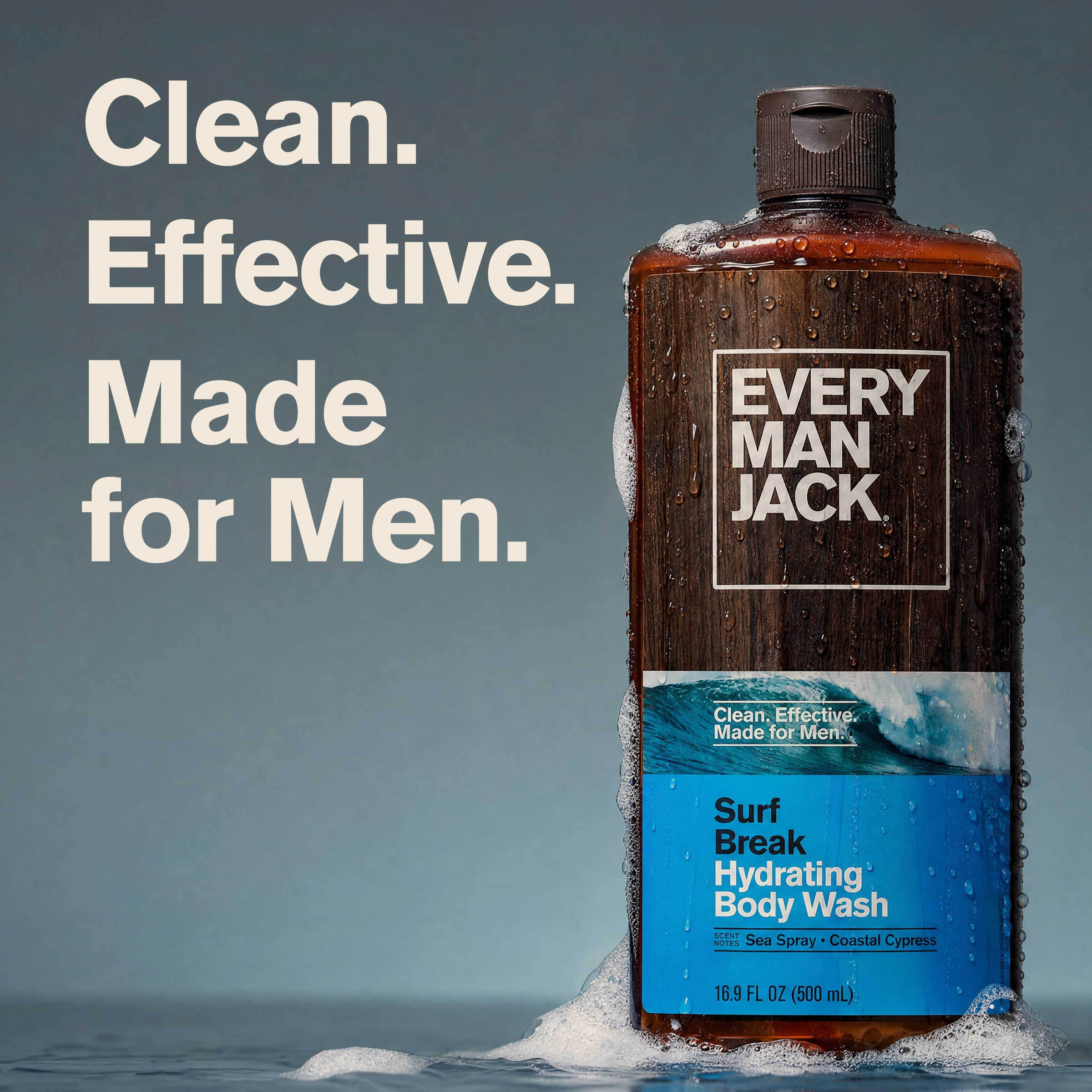 Every Man Jack Surf Break Hydrating Body Wash for Men, All Skin Types, Naturally Derived, Long Lasting Scent, 16.9 fl oz, 1 Count