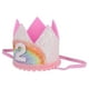 thumbnail image 3 of Adorables sombreros de cumpleaños para bebés, cumpleaños, corona de arco iris, diadema, suministros para fiestas, accesorio para fotos (blanco y arcoíris, encaje rosa, 2 estilos), 3 of 4
