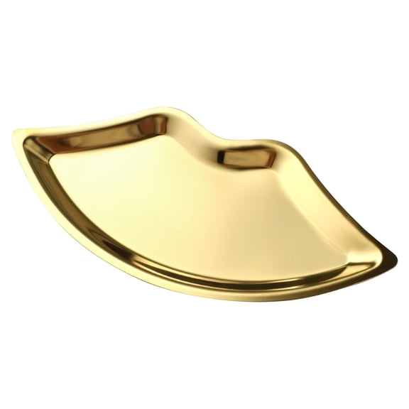 XIPYYKM 1Pc Jewelry Dish Lip Shaped Storage Tray Perfume Organizer Vanity Accessory Trinket Dish Jewelry Display Tray Earring Organizer (Gold)