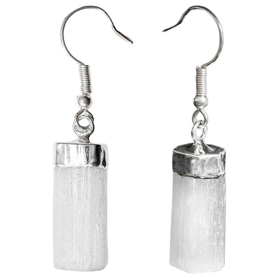 Ayana Crystals Selenite Teardrop Earrings - Handcrafted with Ethically Sourced Crystals for Emotional Balance and Spiritual Enlightenment - Zodiac Taurus & Gemini, Crown & Third Eye Chakra Alignment