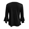 thumbnail image 5 of Teissuly Women's Casual Trumpet 3/4 Sleeve Buttoned Basic Ruched Tops Pleated T-shirts Blouses, 5 of 7