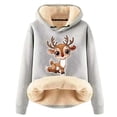 thumbnail image 2 of MAIHAN-Women's Sweatshirts Fashionable Women's Hooded Sweatshirt Thickened Velvet Cardigan with Deer Print for Autumn and Winter Warm and Stylish Christmas Apparel(A-Light Gray,XL), 2 of 4