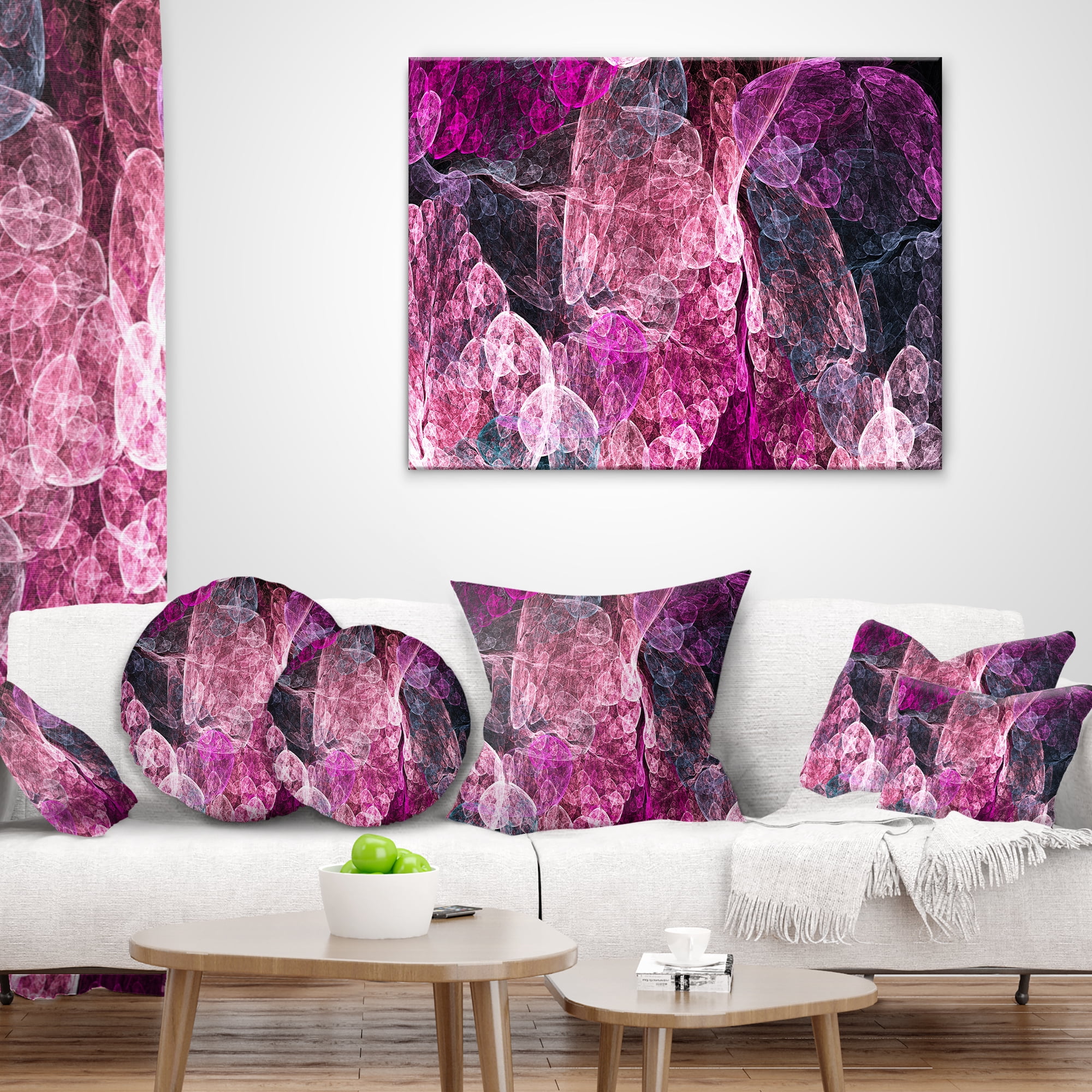 Designart Abstract Purple Fractal Illustration - Abstract Throw Pillow - 12x20