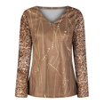 thumbnail image 4 of Fashion Women Casual Long Sleeve Printed V-Neck Blouse T-Shirt Ladies Tops 240552, 4 of 5