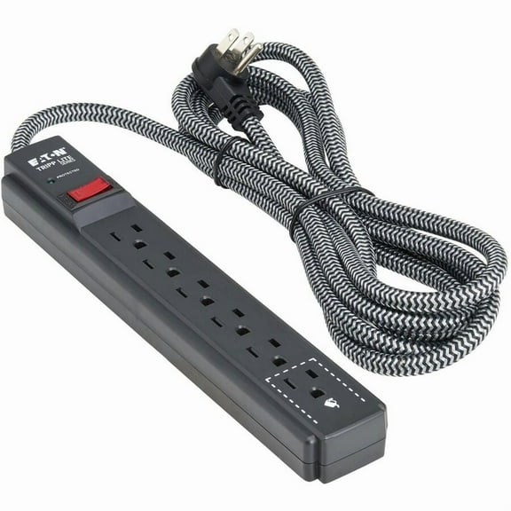 Eaton Tripp Lite Series Protect It! 6-Outlet Surge Protector, 5-15R Outlets, 1500 Joules, 25 ft. (7.6 m) Braided Cord, Black
