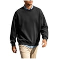 thumbnail image 5 of TKKCS Mens Fleece Crewneck Sweatshirt- Casual Daily Long Sleeve Lightweight Loose Fit Pullover Tops Black Size 2XL, 5 of 5