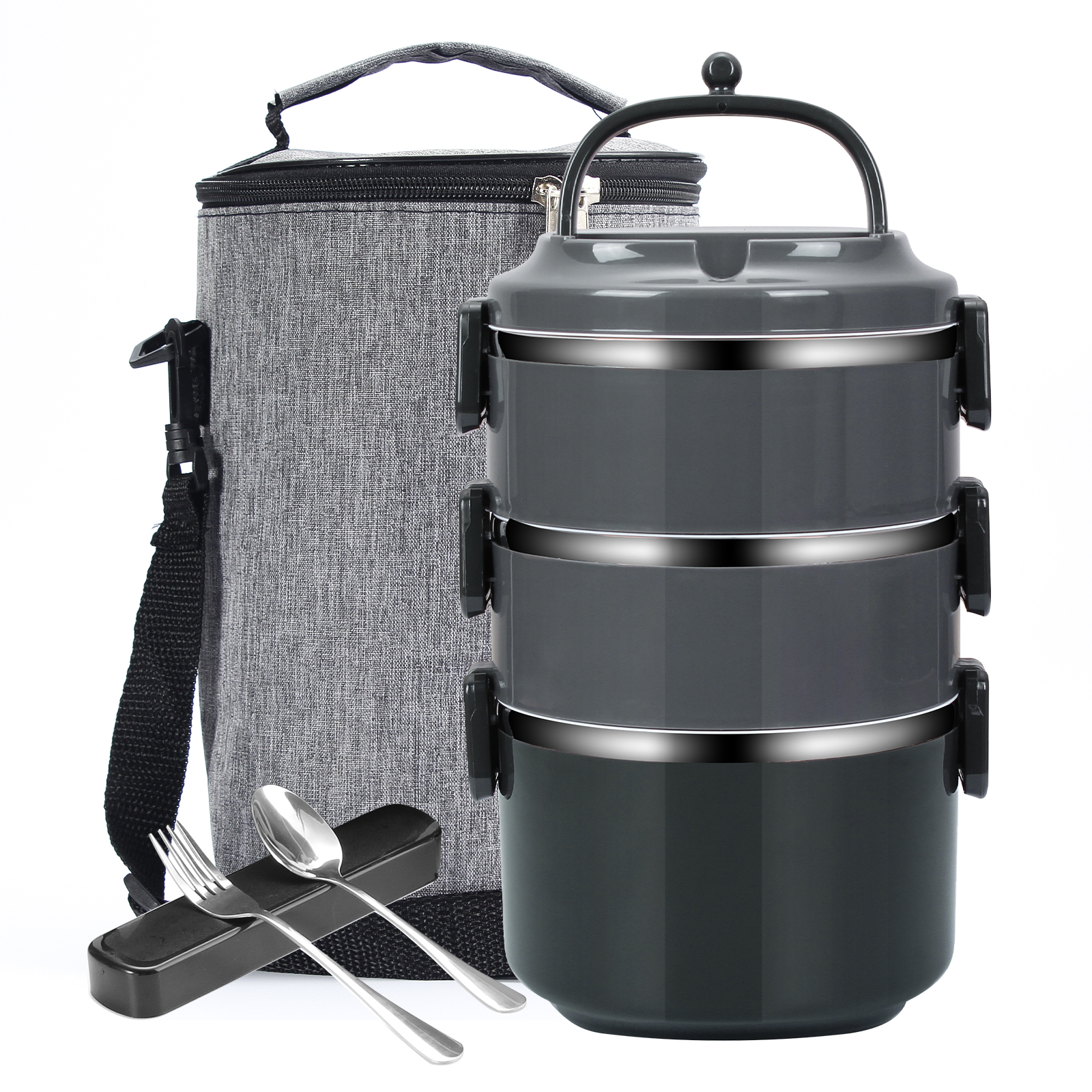 Stackable Bento Lunch Box YFBXG 3 Layers Stainless Steel Leakproof 
