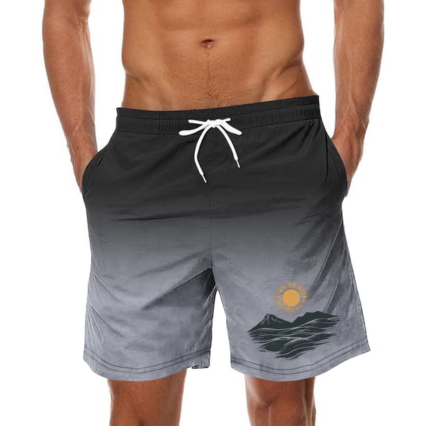 Pantalones de Playa con Cordón Impreso con Cintura Elástica para Hombre, con Bolsillos para Uso Casual Y Al Aire Libre