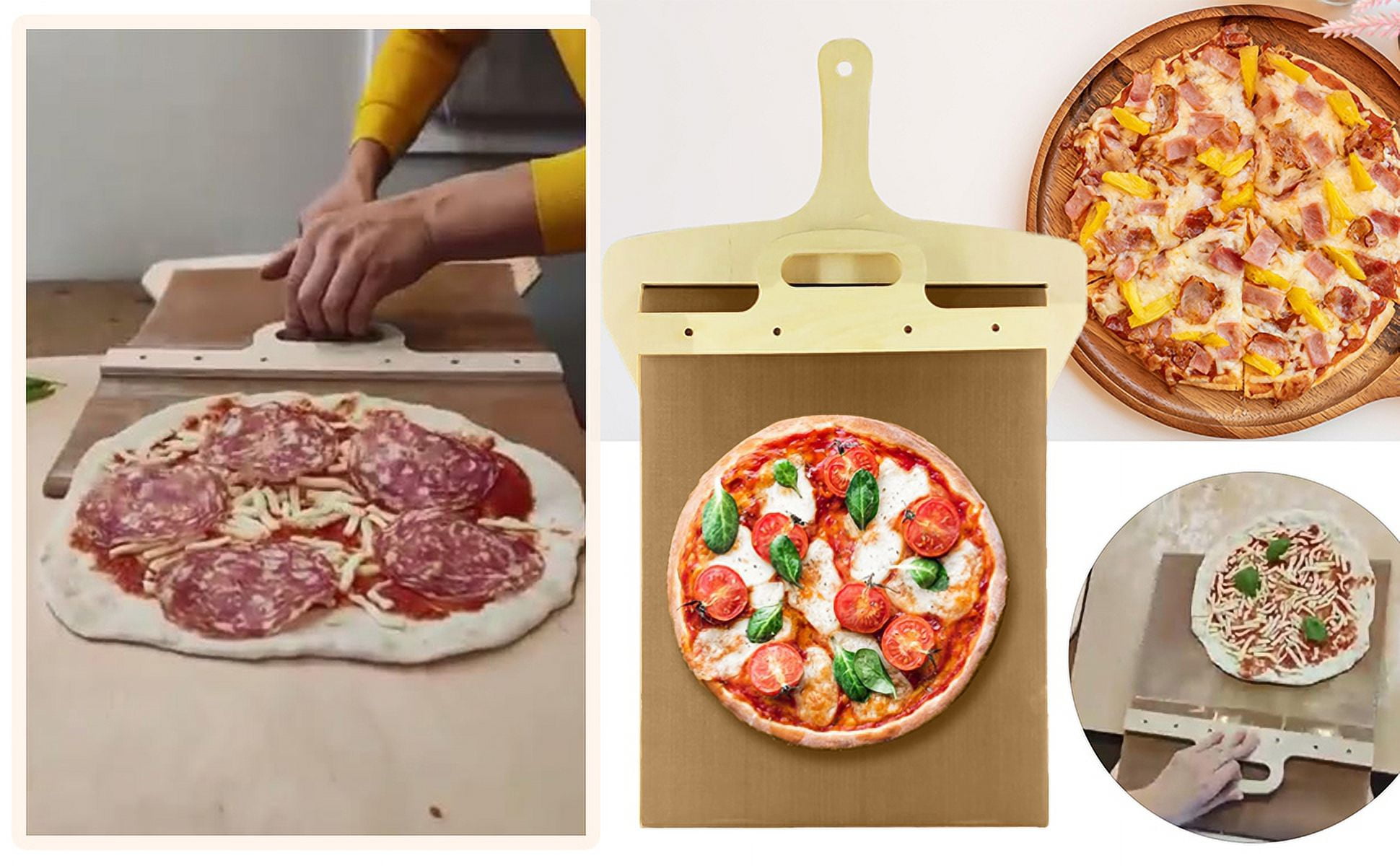 Lomubue Pizza Pick with Hanging Holes Sliding Pizza Peel with Hanging Hole  Convenient Pizza Spatula Paddle for Home Kitchen 