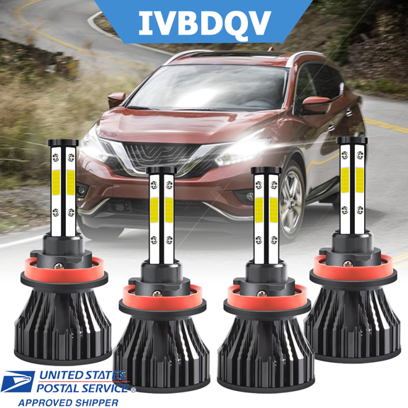 For Nissan Murano 2015-2018 LED Headlight Bulbs 4x H11 High Low Beam Kits 6000K White